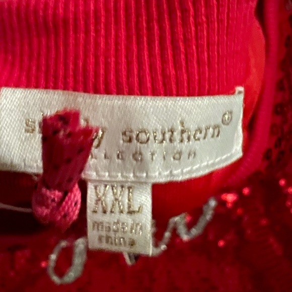 NWT Simply Southern XXL 2XL MERRY & BRIGHT Holiday Sequin Top - Picture 3 of 3